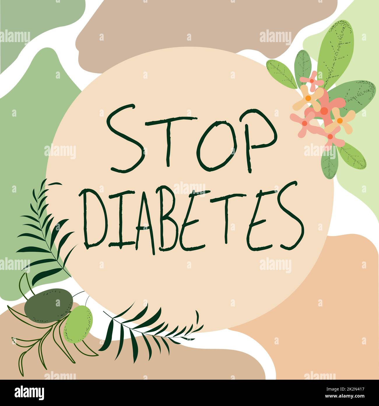 Conceptual display Stop Diabetes. Business showcase Blood Sugar Level is higher than normal Inject Insulin Blank Frame Decorated With Abstract Modernized Forms Flowers And Foliage. Stock Photo
