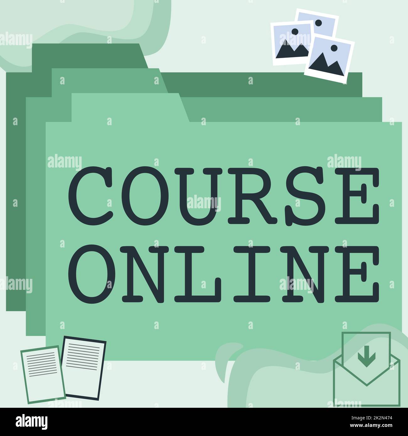 Text sign showing Course Online. Business overview eLearning Electronic Education Distant Study Digital Class Desktop Folders Inside Web Browser Showing Recent Technology. Stock Photo