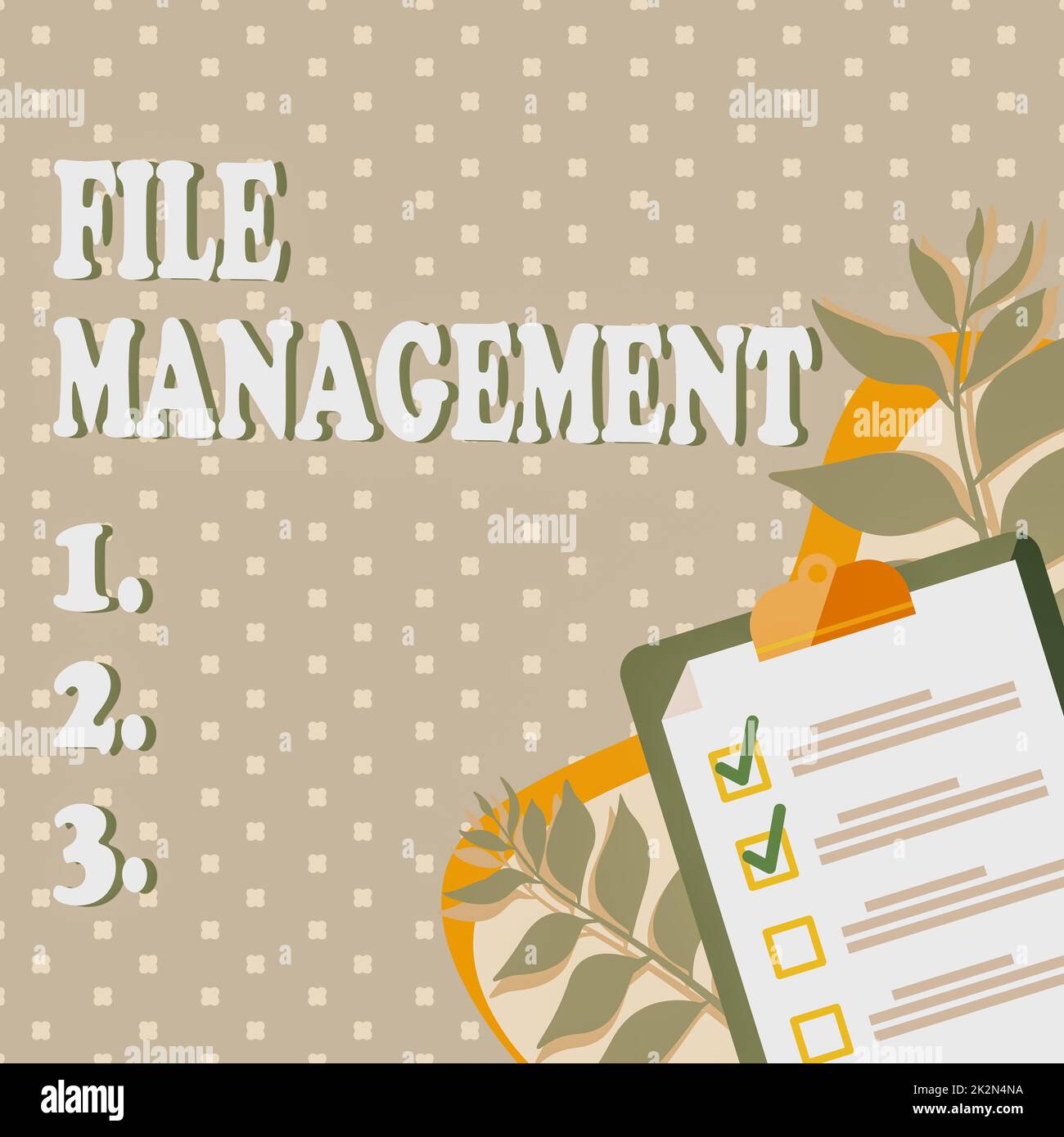 Text showing inspiration File Management, Business overview computer program that provides user interface to manage data Clipboard Drawing With Checkl Stock Photo