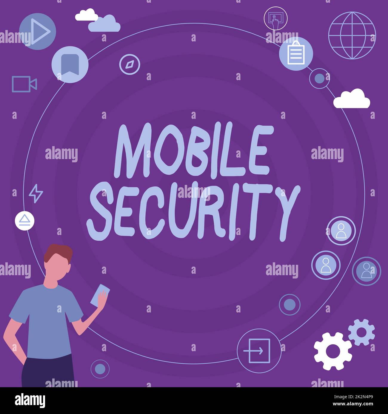 Conceptual display Mobile Security. Business showcase Protection of