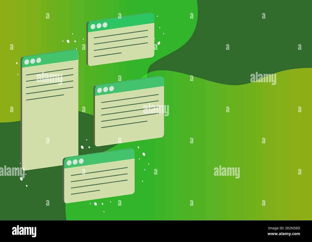 Chat tabs symbolizing successful online communication colleagues achieving teamwork. Text charts representing partnership connection accomplishing newest project goals. Stock Photo