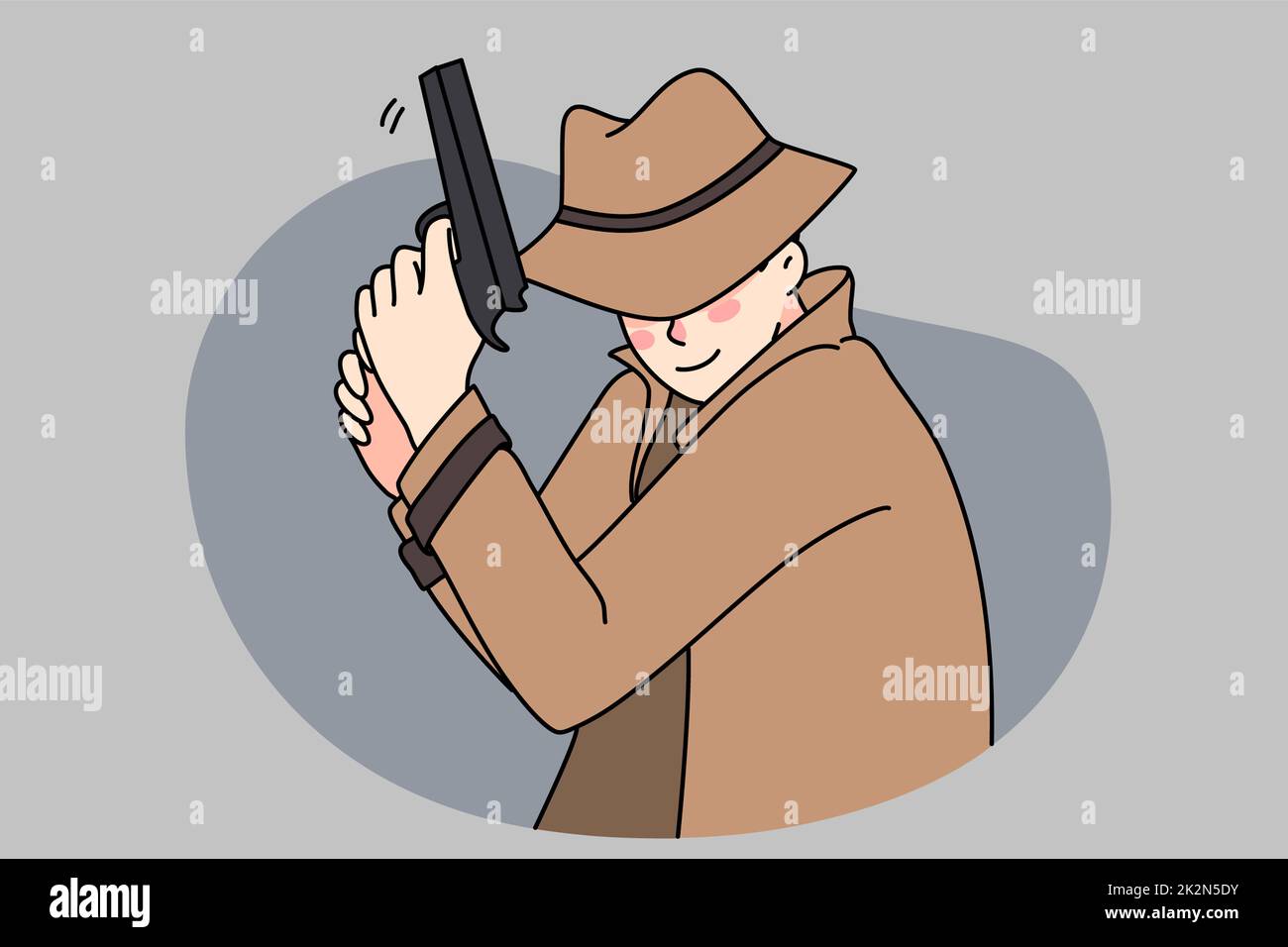 Male detective with gun pursue criminal Stock Photo