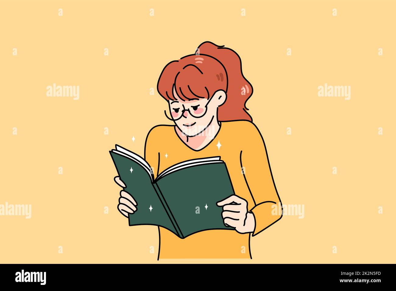 Happy girl reading book Stock Photo