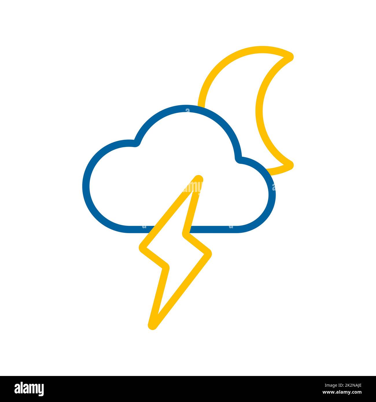 Moon cloud with lightning vector flat icon Stock Photo - Alamy