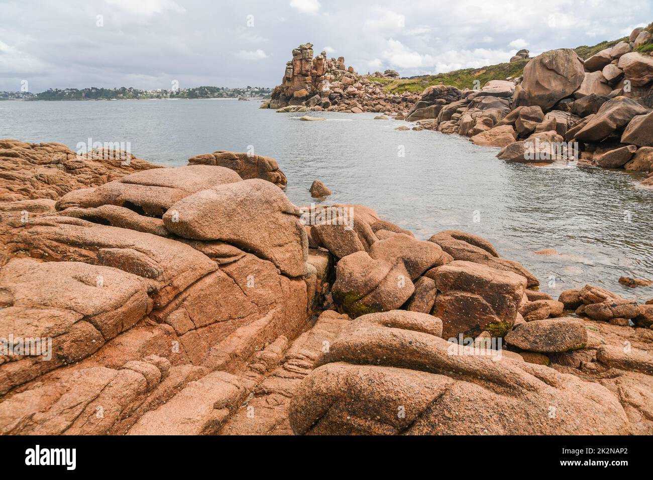 Pink Rocks France Pink granite coast landscape in Bretagny France Stock Photo - Alamy
