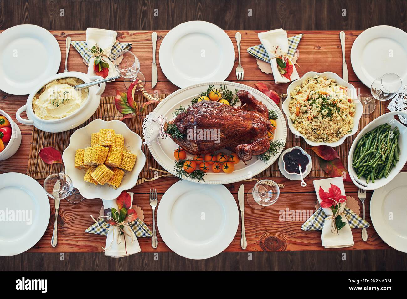 It wont be a feast without the turkey. High angle shot of a dining