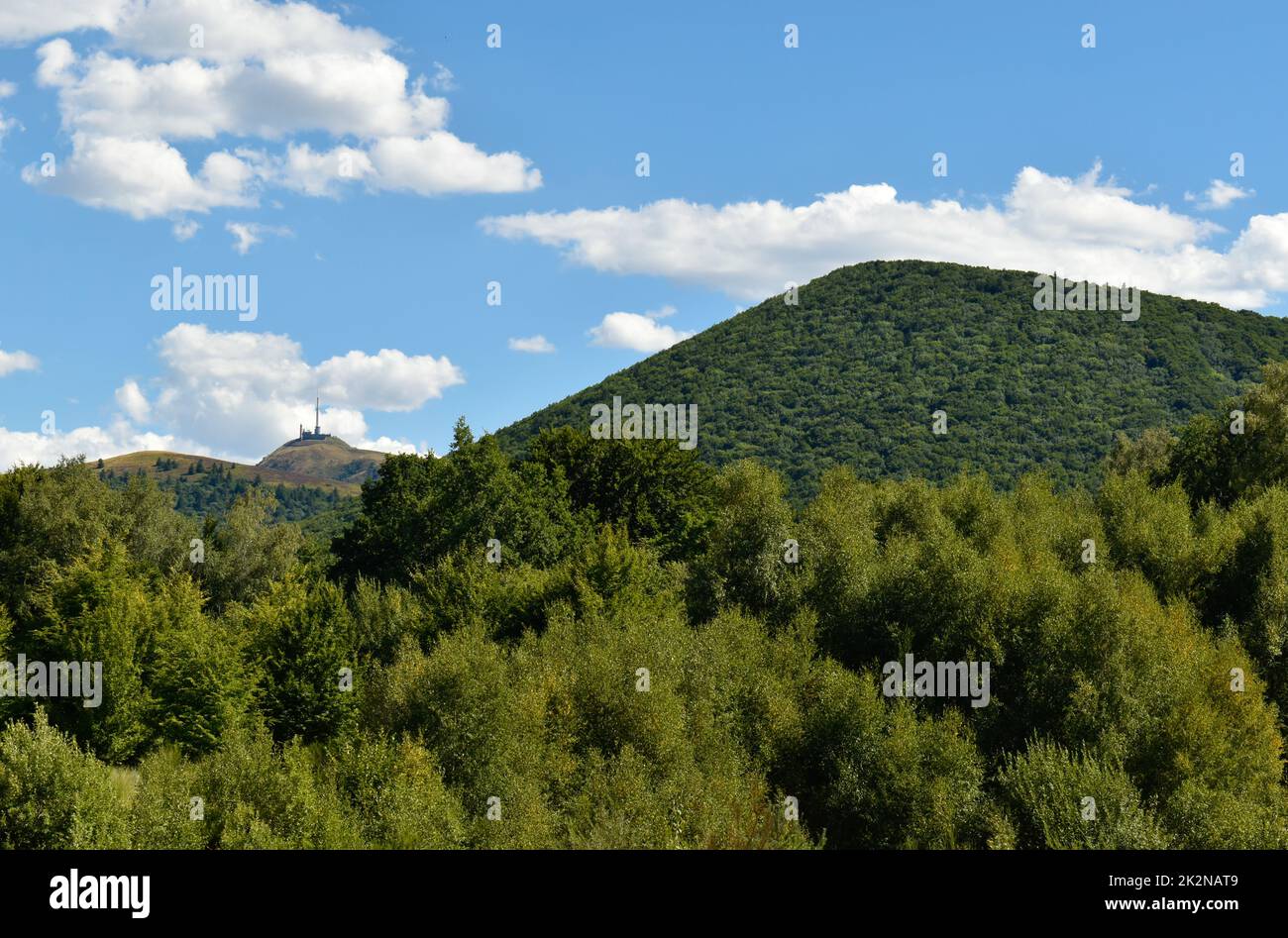 The chain of puys, extinct volcanoes, in Auvergne (France Stock Photo