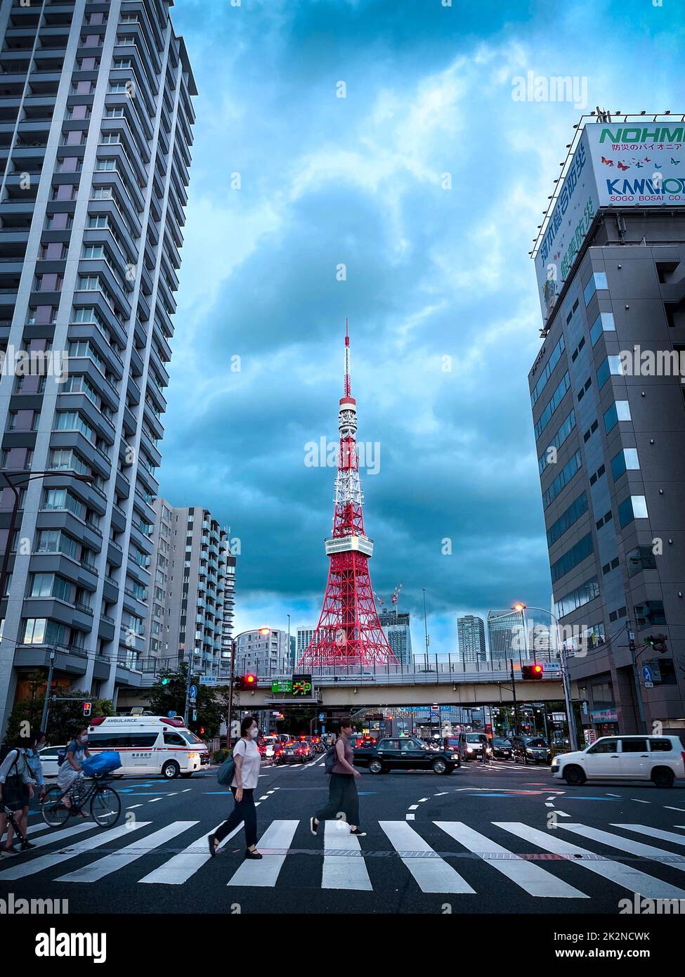 Tokyo Tower with busy streets Stock Photo