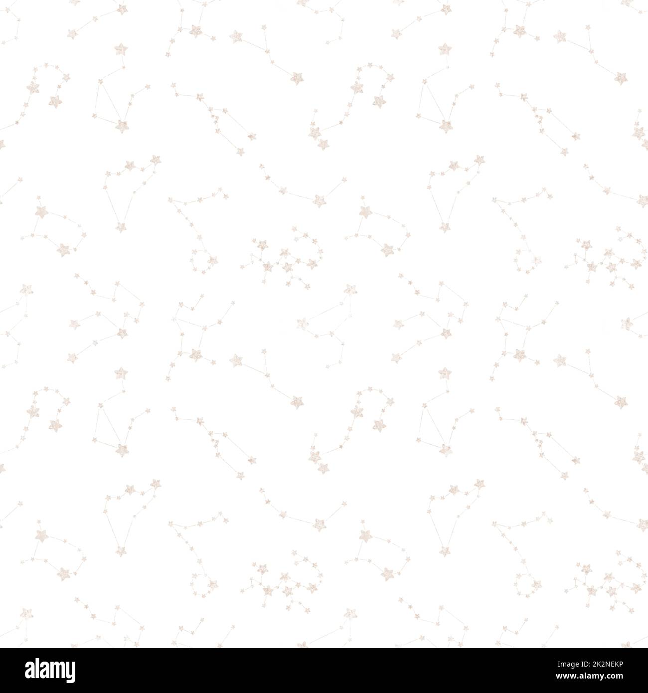 Zodiac constellations seamless pattern. Hand drawn pattern Stock Photo ...