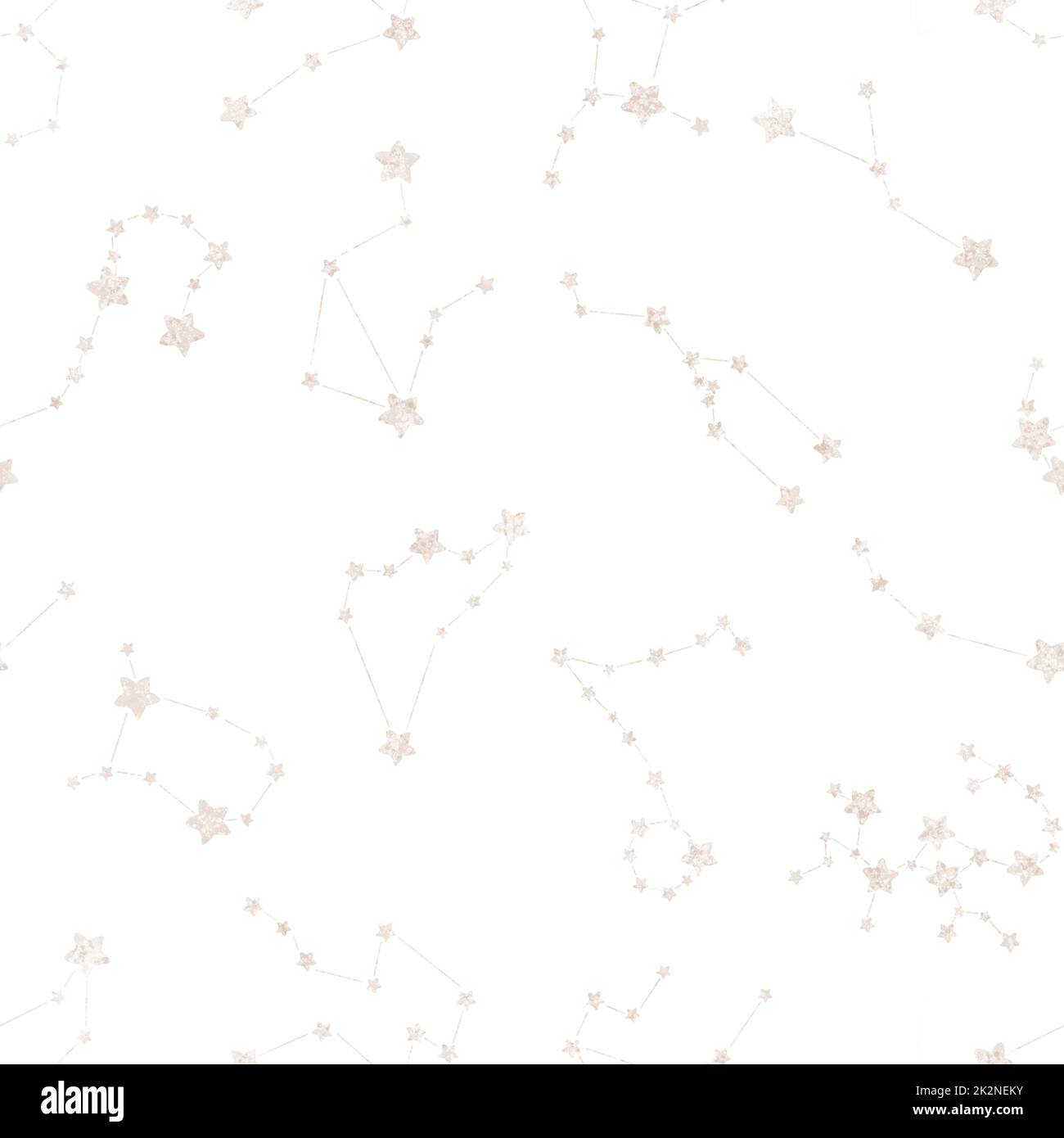 Zodiac constellations seamless pattern. Hand drawn pattern Stock Photo ...