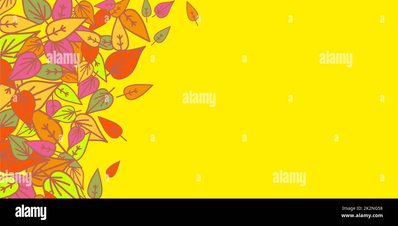 leaves background - Autumn design - line art style theme Stock Photo