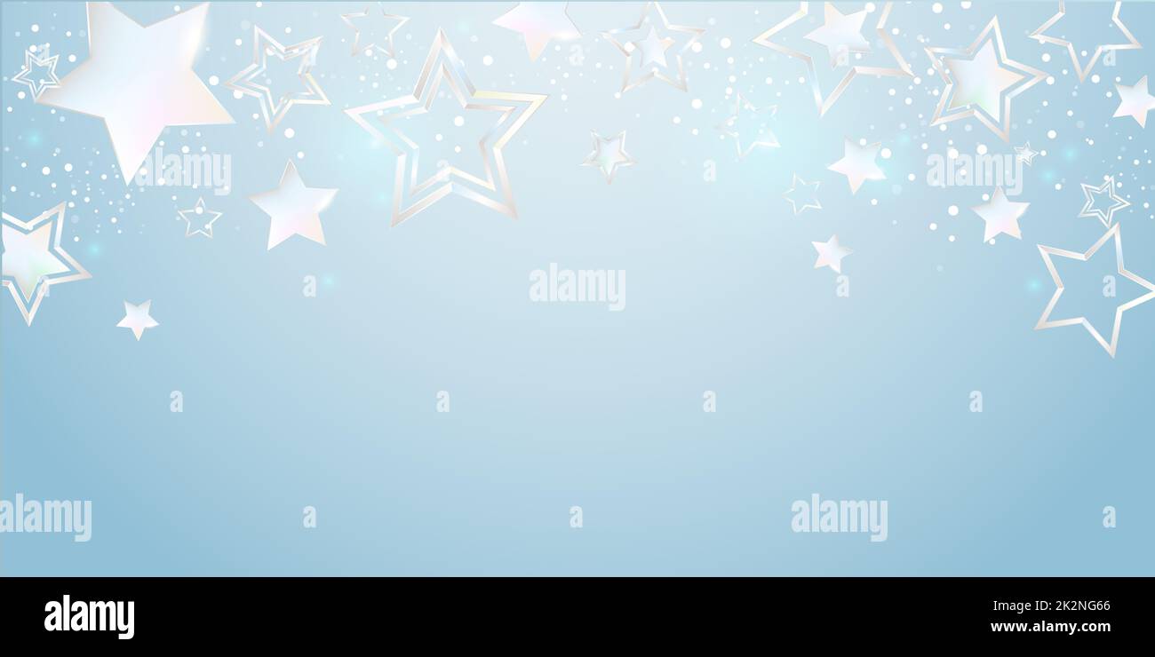 White stars background - winter and christmas banner design snow design theme Stock Photo