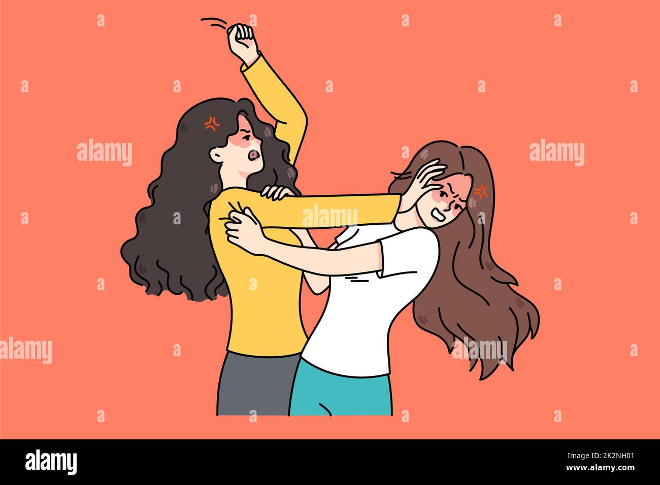 Angry teenage girls fighting pulling hair Stock Photo - Alamy