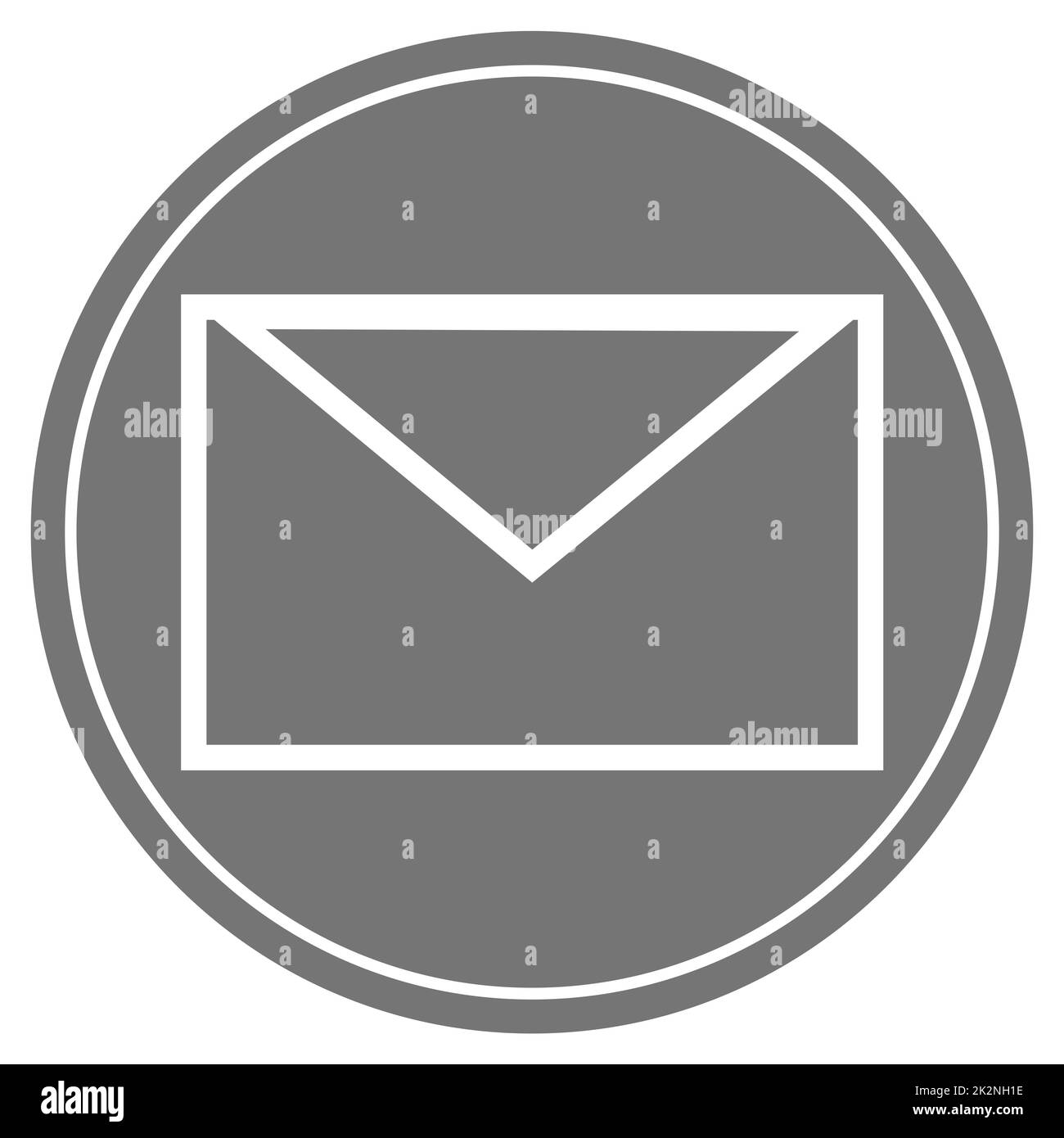 Newsletter Symbol on grey Button with white frame Stock Photo