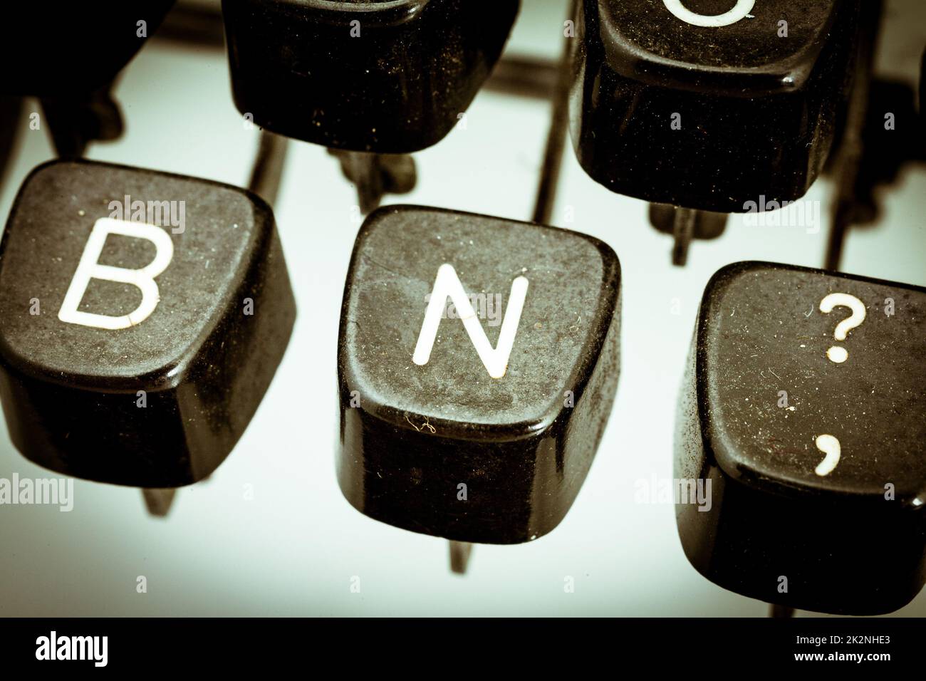 N letter on a vintage typewriter keyboard Stock Photo