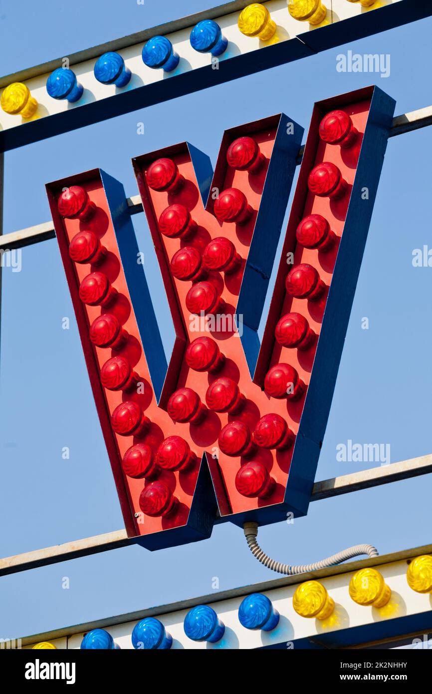 W letter circus neon sign Stock Photo