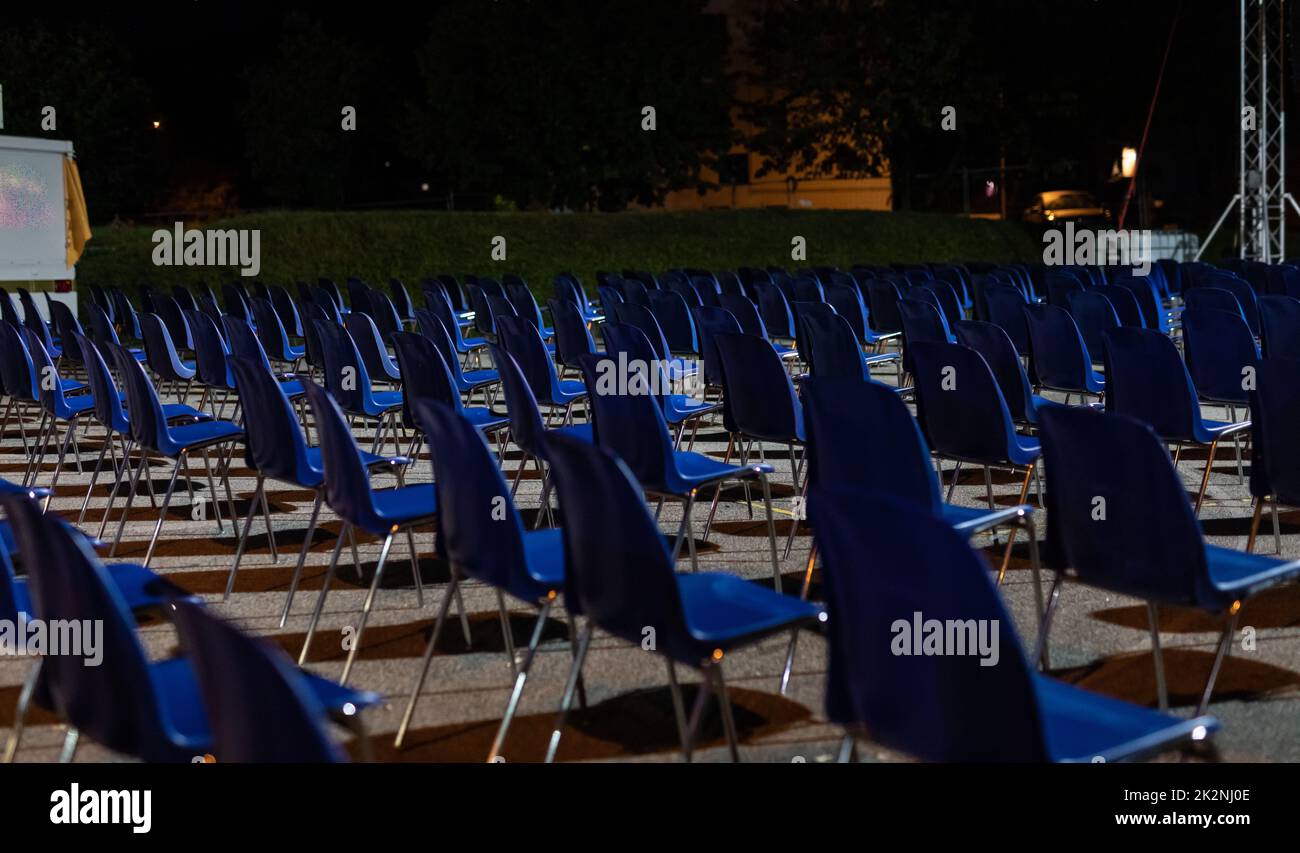 seats without people, a deserted audience, an empty place Stock Photo