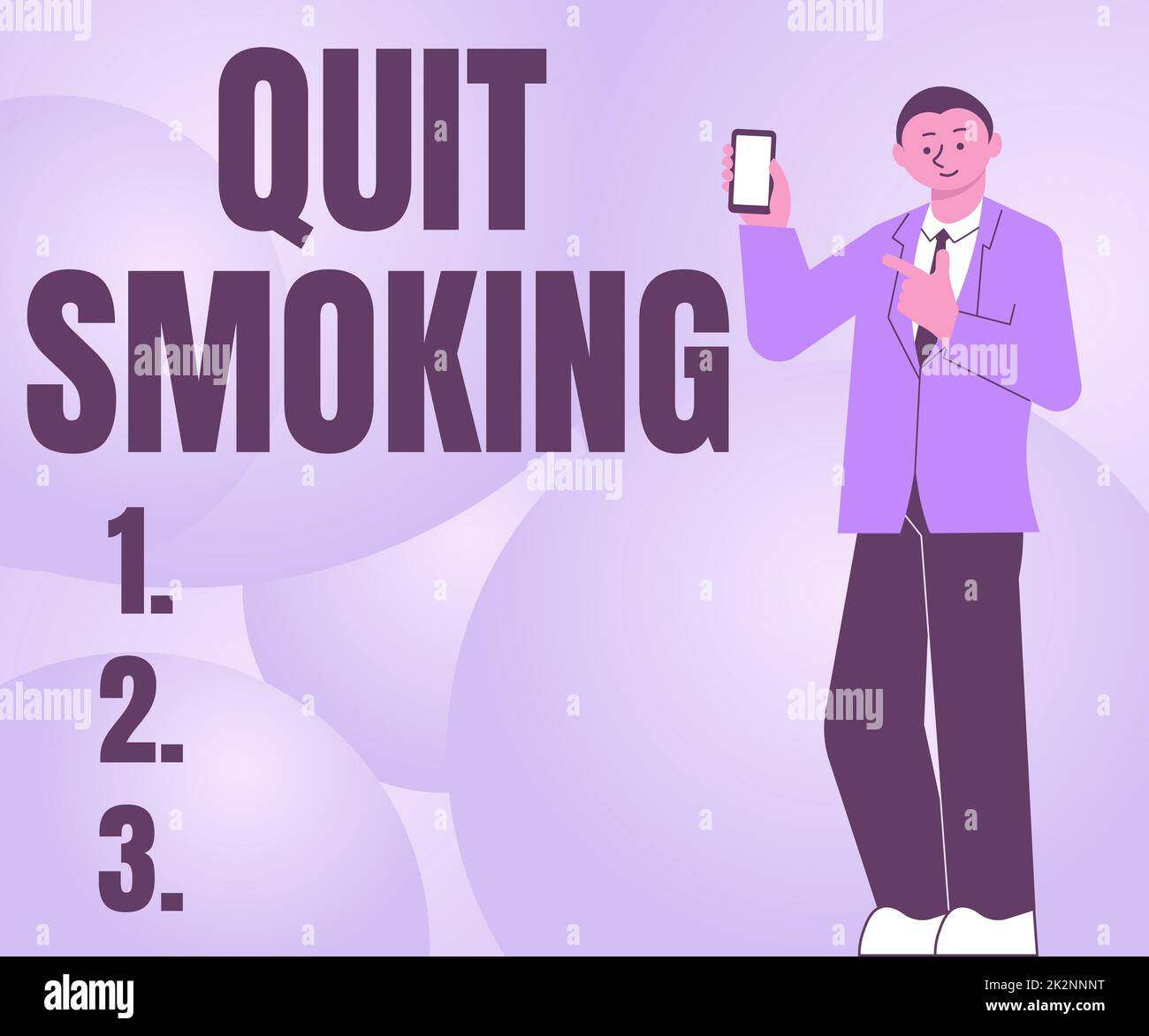 Sign displaying Quit Smoking. Word Written on Discontinuing or stopping the use of tobacco addiction Man Holding Screen Of Mobile Phone Showing The Futuristic Technology. Stock Photo