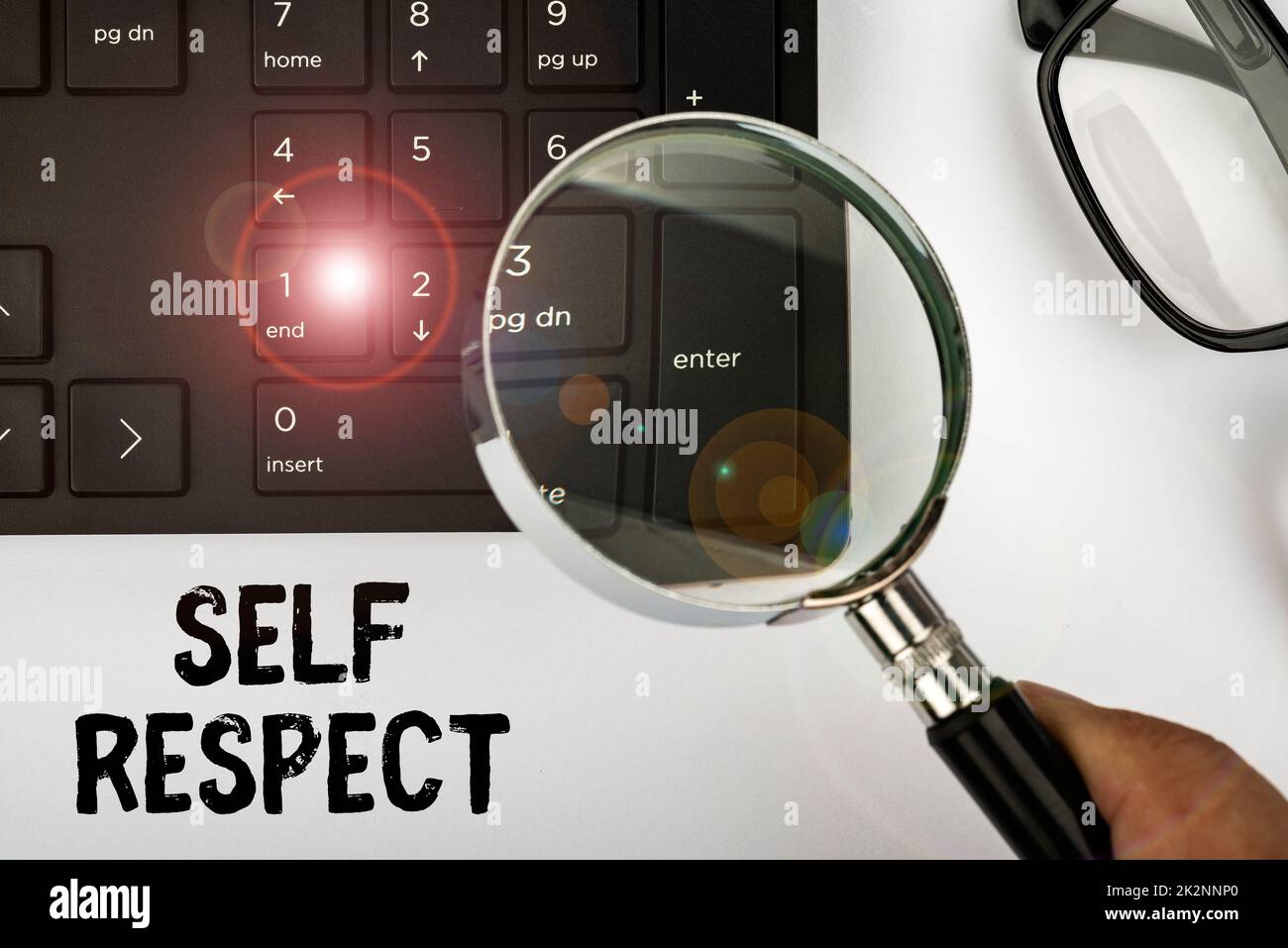 Text caption presenting Self Respect. Conceptual photo Pride and