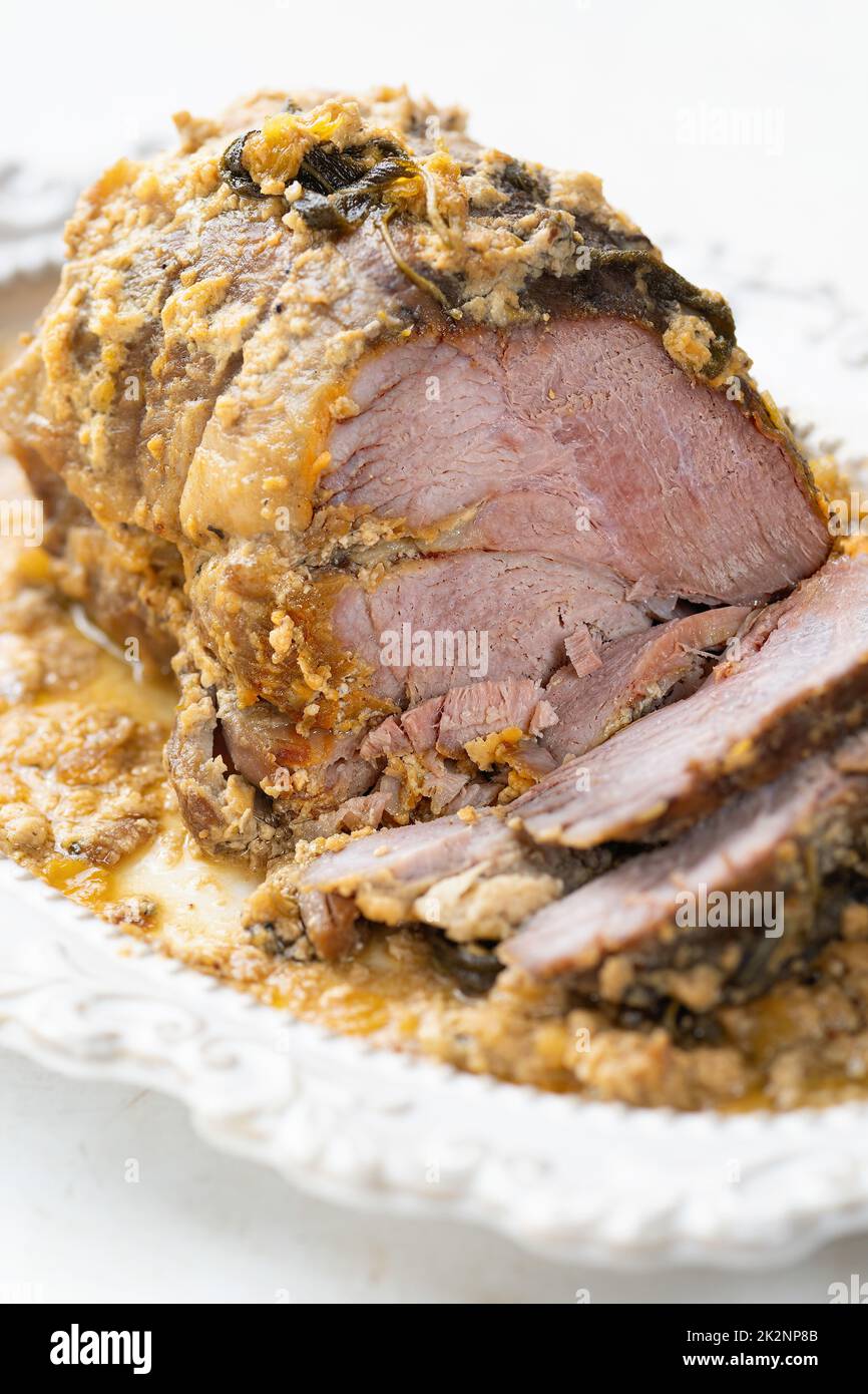 rustic italian pork shoulder in milk Stock Photo Alamy