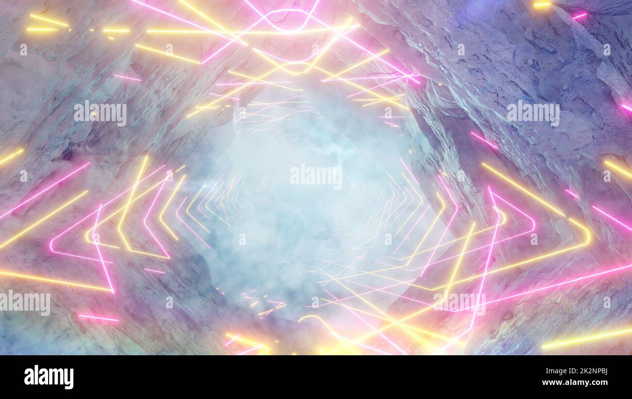 Snow Mountain Neon Retro Stock Photo