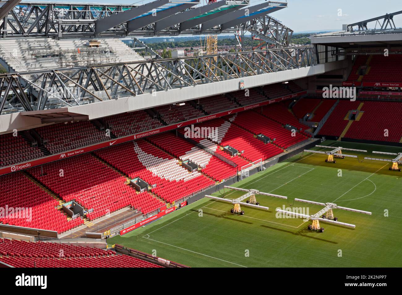 Construction of the new £80m expansion of the Anfield Rd stand at Liverpool Football Stadium Stock Photo