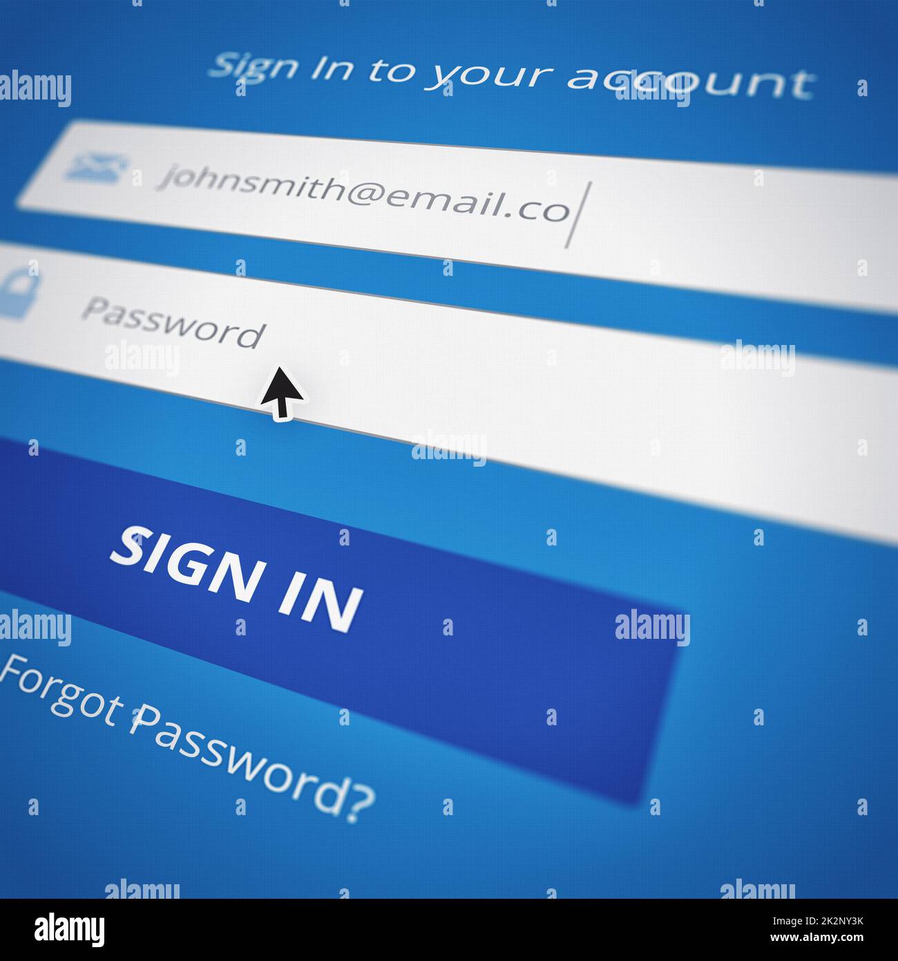 Time to sign in. Cropped shot of the login page of a website - ALL design on this image is created from scratch by Yuri Arcurs team of professionals for this particular photo shoot. Stock Photo