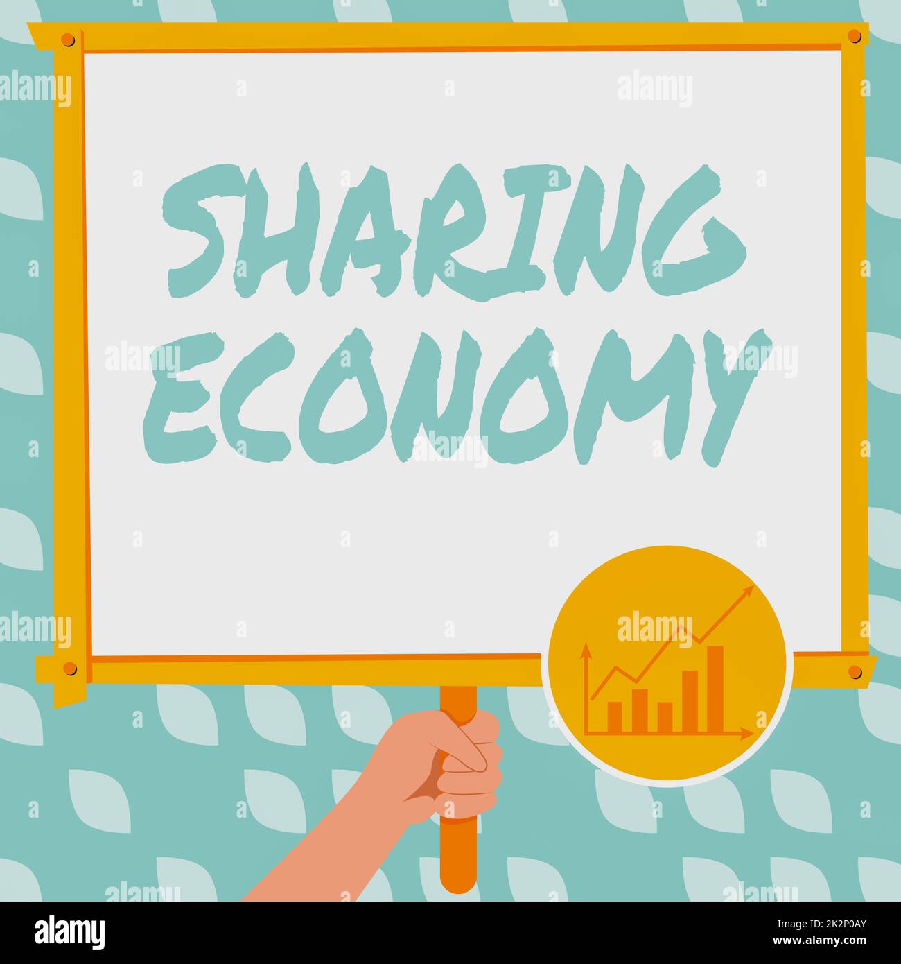 Conceptual display Sharing Economy. Concept meaning economic model based on providing access to goods Hand Holding Panel Board Displaying Latest Financial Growth Strategies. Stock Photo