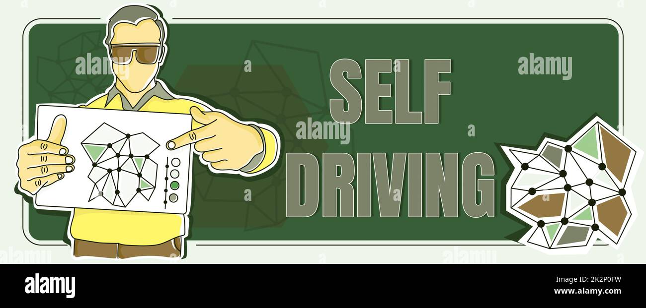 Text showing inspiration Self Driving. Concept meaning Autonomous