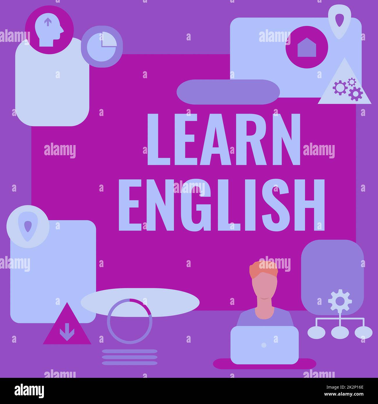Hand writing sign Learn English. Word Written on Universal Language