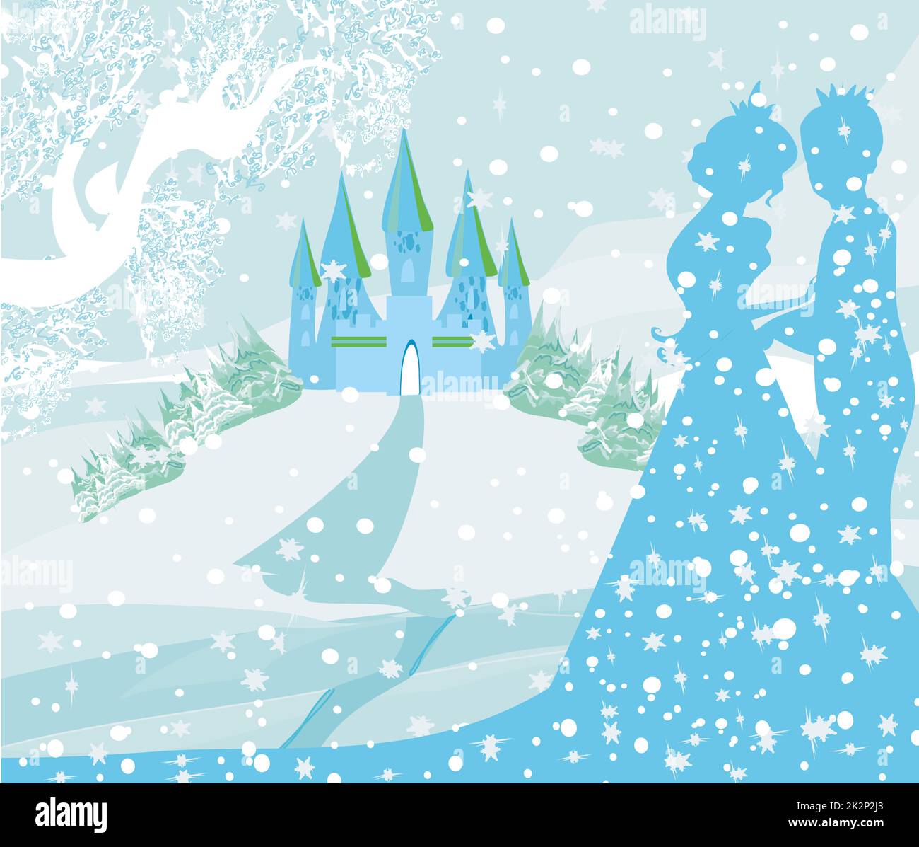 Рисунок замок принцессы и принца Снежная Королева