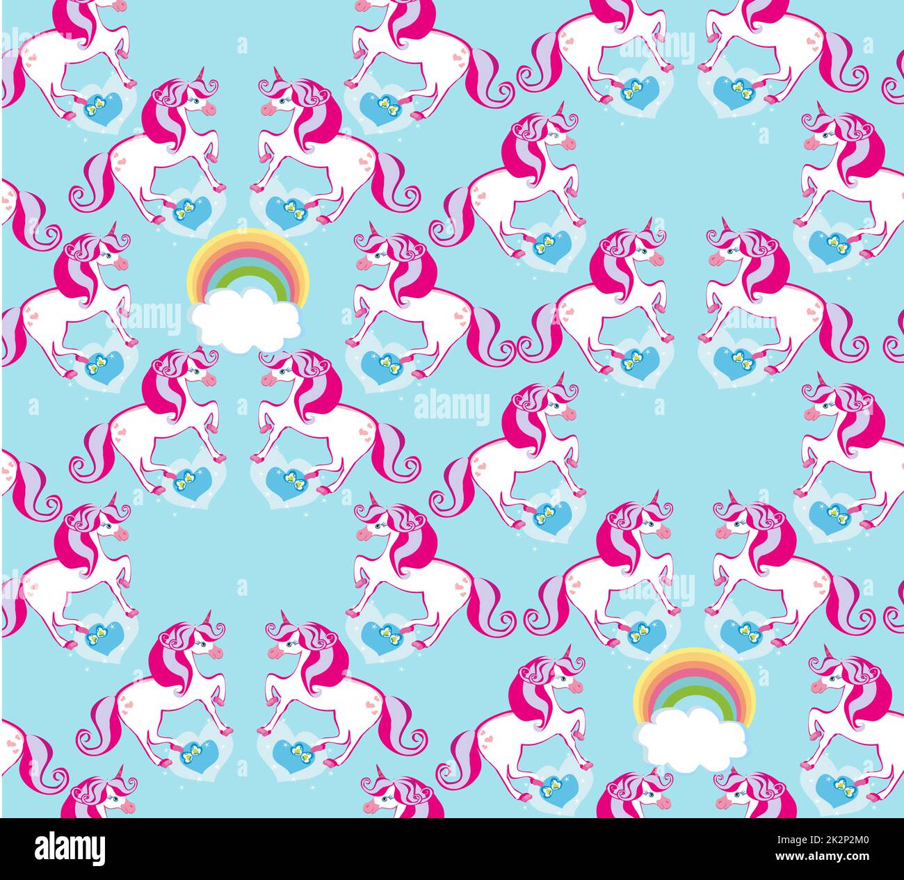 seamless pattern with cute unicorns and rainbow Stock Photo - Alamy
