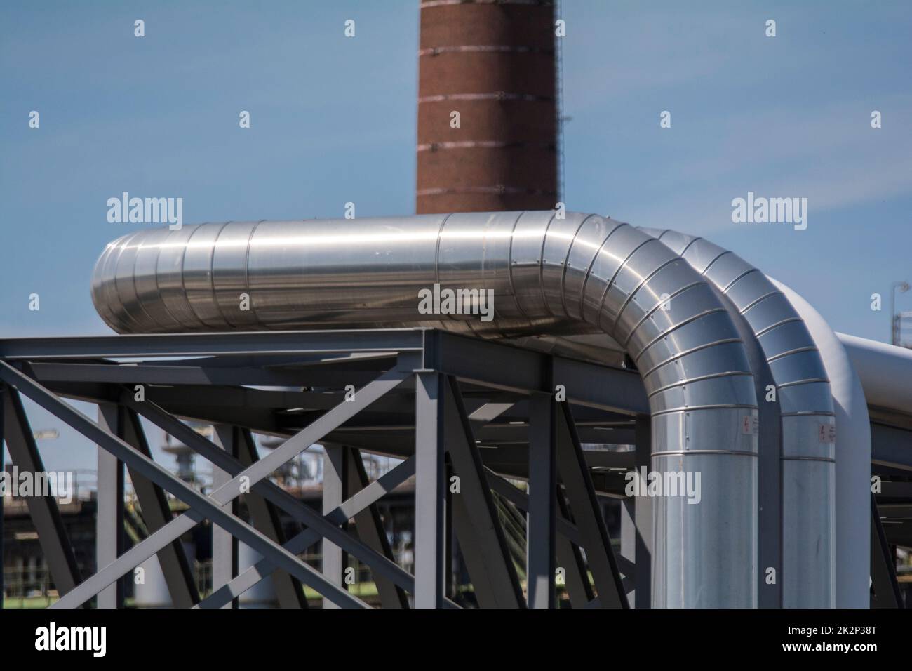 gas Pipelines in closeup - industry Stock Photo