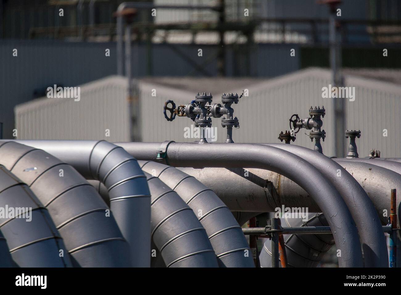 gas Pipelines in closeup - industry Stock Photo