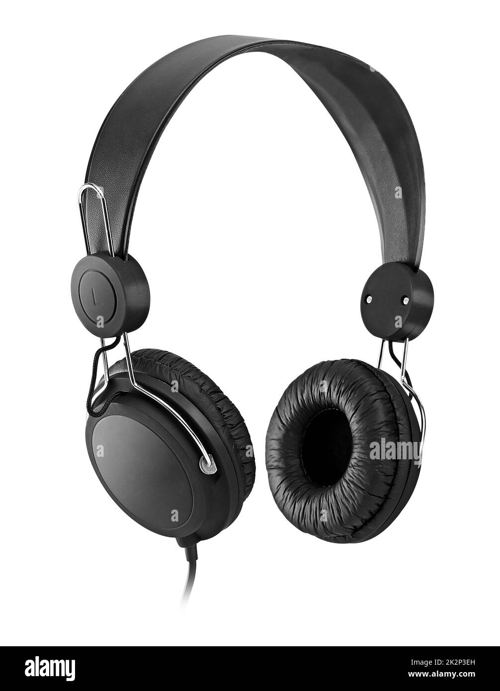 Black headphones over white Stock Photo