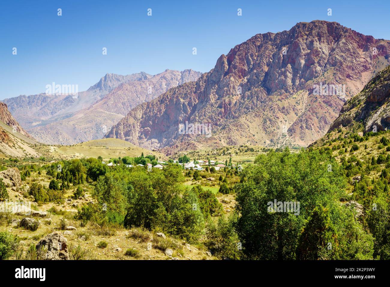 Village in the valley Stock Photo - Alamy