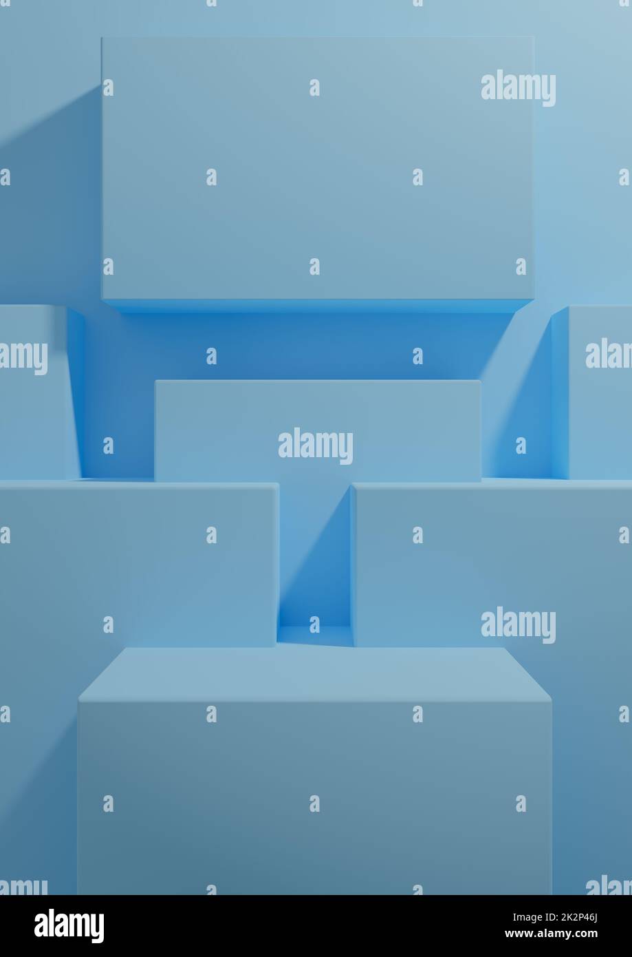 Bright, light sky blue 3D rendering product display background simple ...