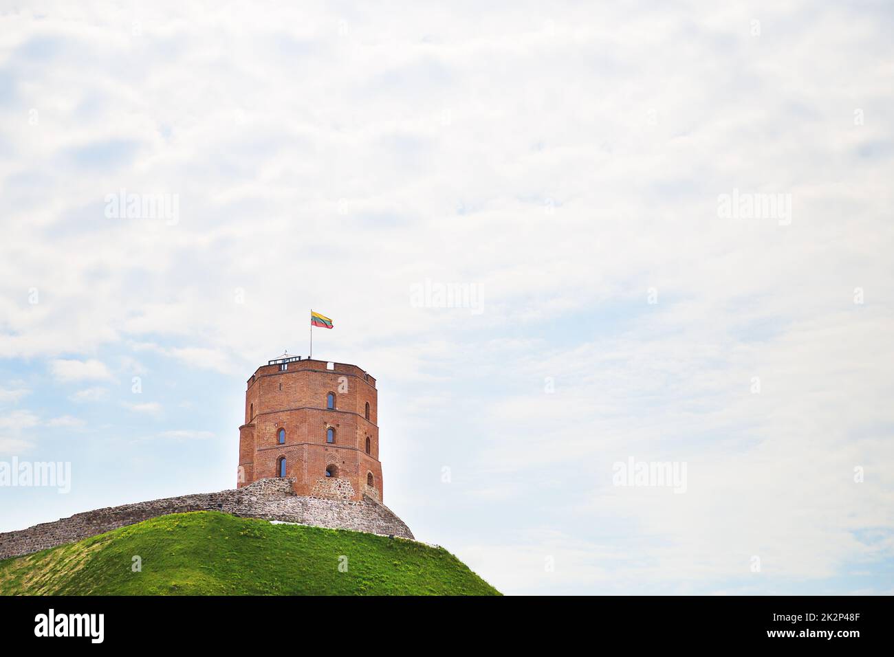 View of the castle on a green hill. Stock Photo