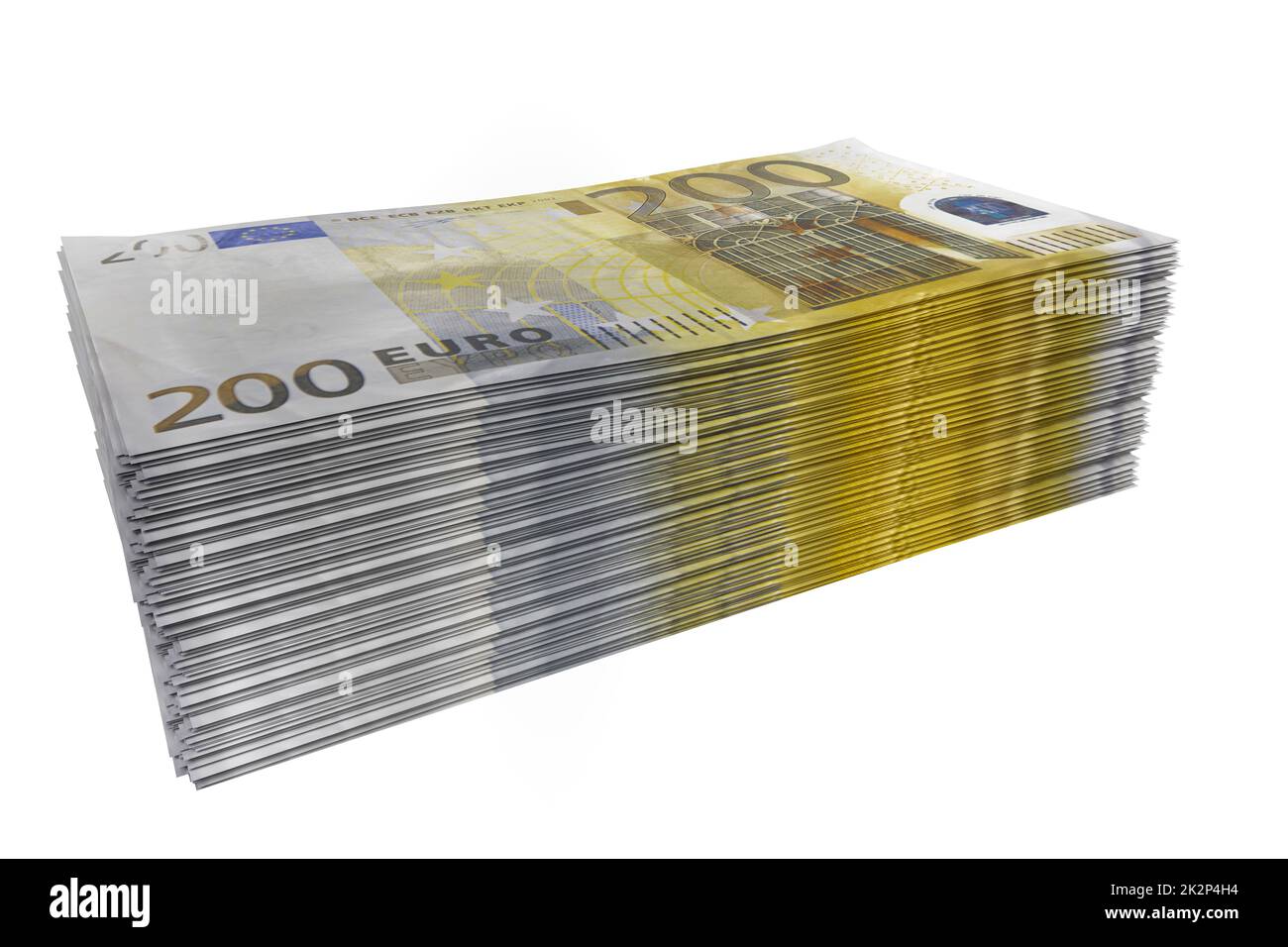 pile of money euro, stack of European currency euros, pile of 200 Euro banknotes. EU money Stock Photo