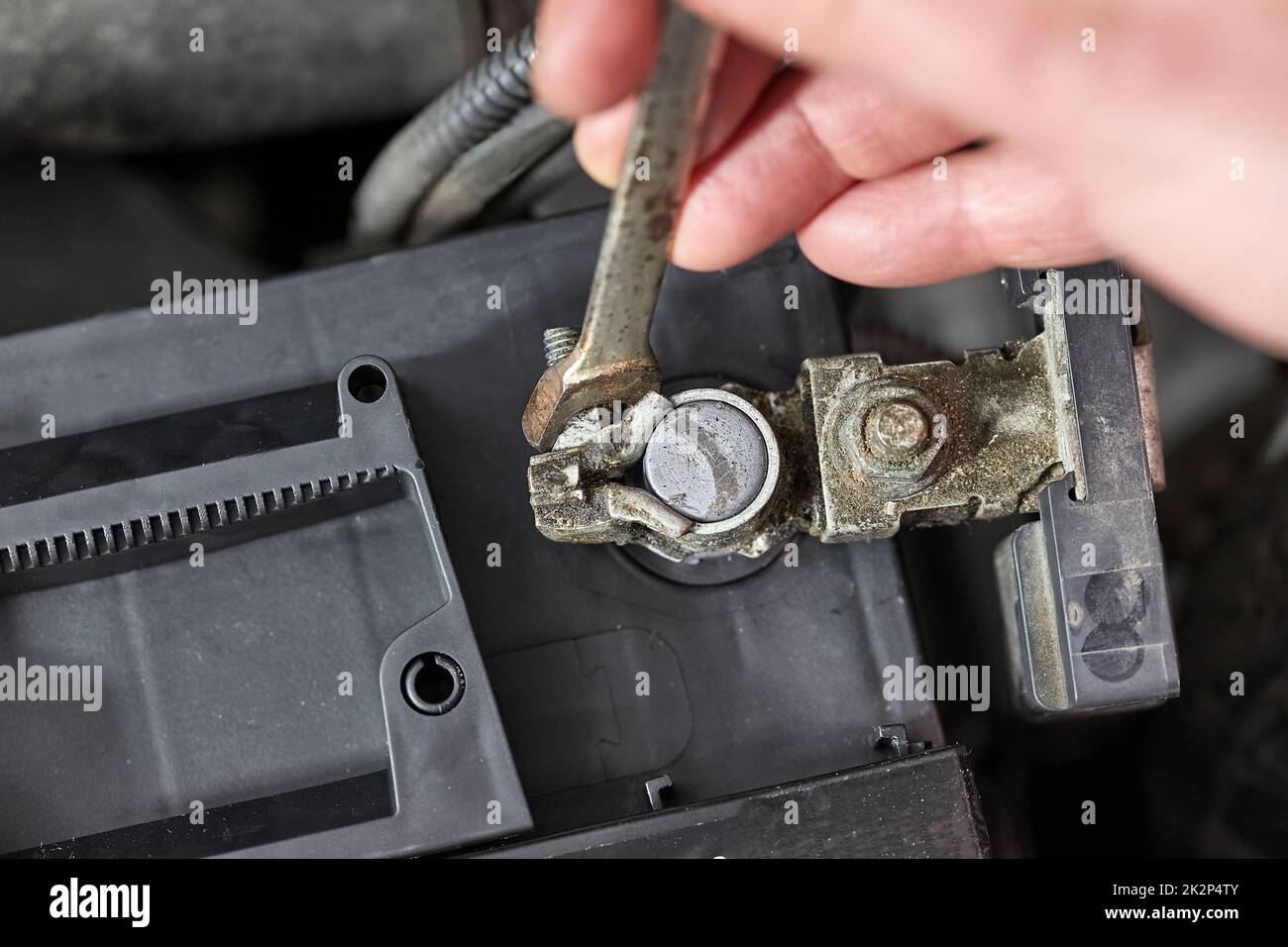 Car battery connecting cable terminal Stock Photo Alamy