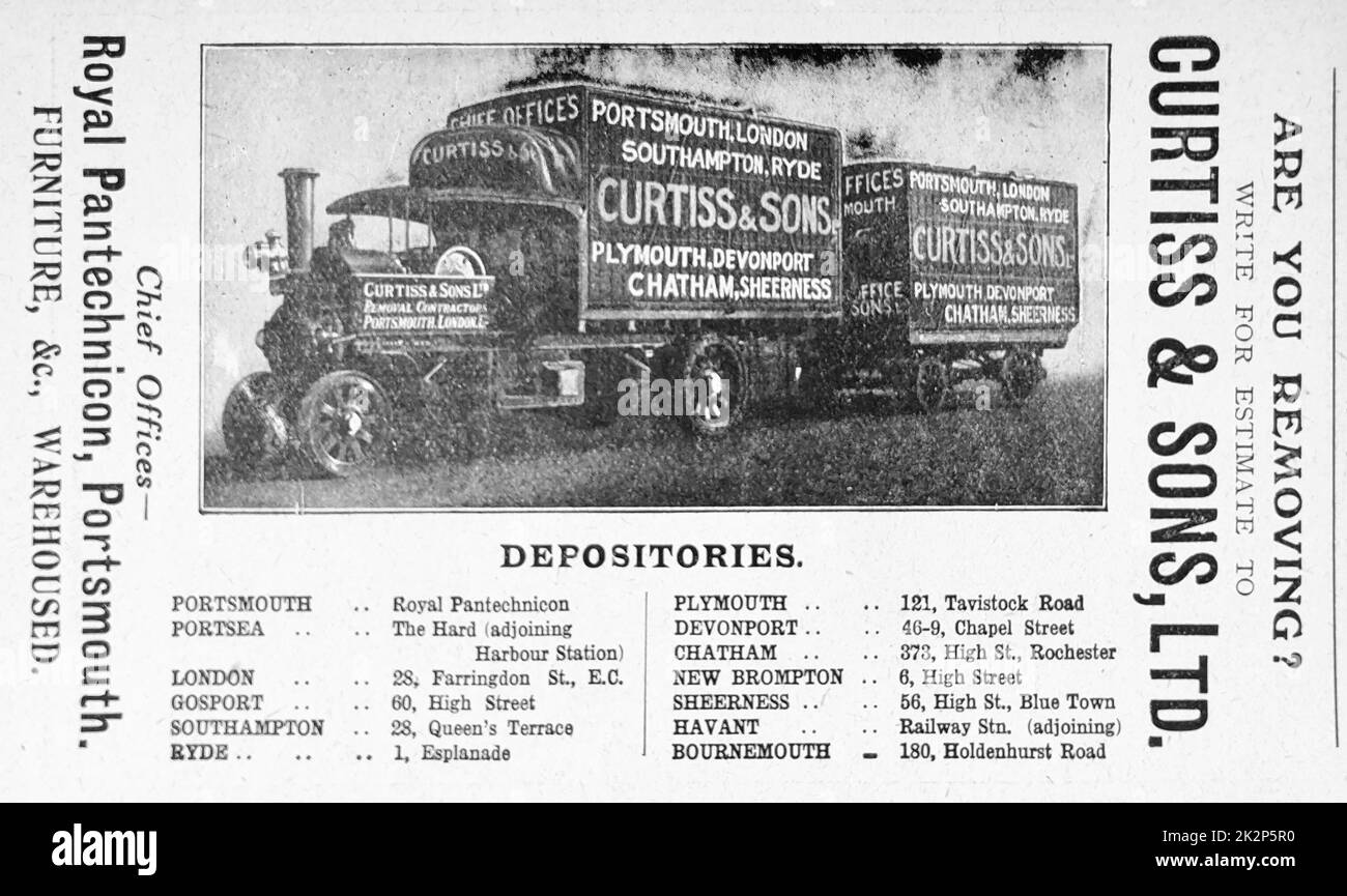 Curtiss & Sons Removals & Depositories Advert. Stock Photo