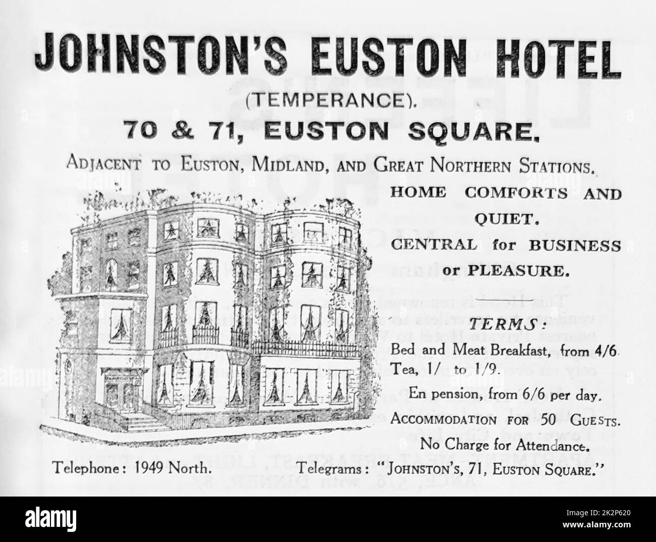 Johnston's Euston Hotel Stock Photo
