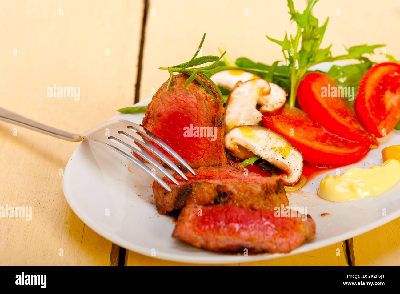 beef filet mignon grilled with vegetables Stock Photo Alamy