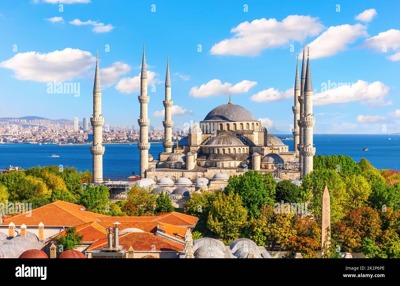 Istanbul roofs by The Blue Mosque or Sultan Ahmet Mosque, Bosphorus, Turkey Stock Photo