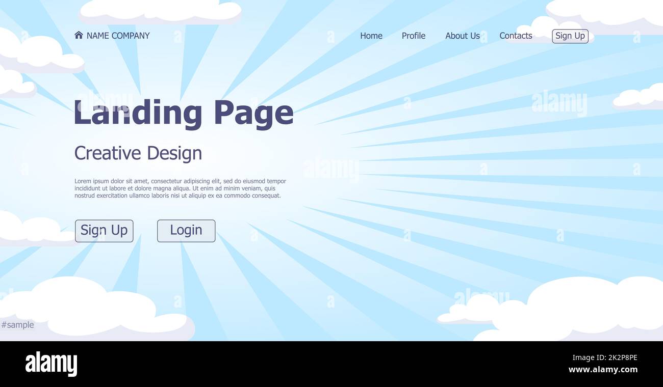 Blue cloud background design concept landing page website - Vector Stock Photo