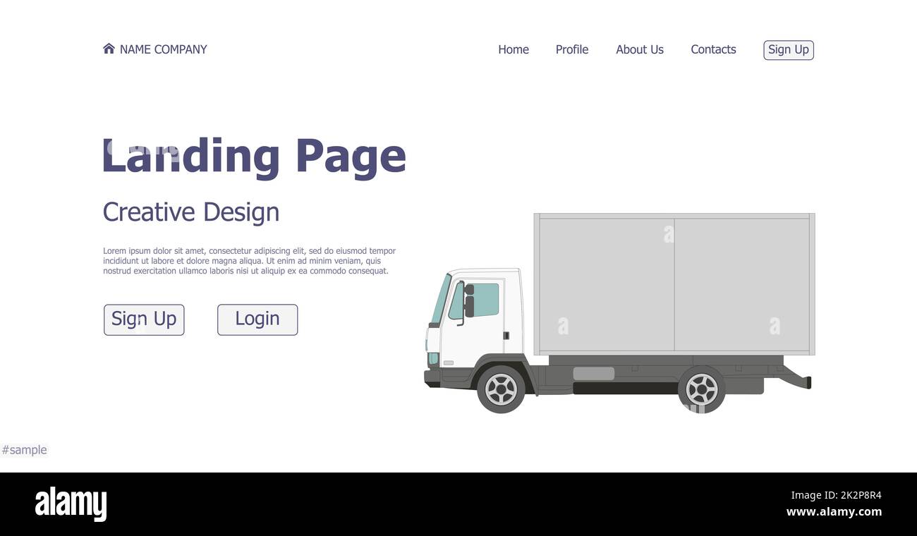 Concept design concept transport company website landing page - Vector Stock Photo