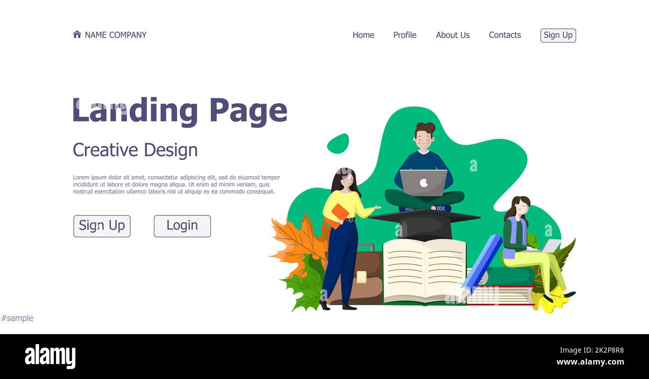 Concept design concept online school landing page website - Vector Stock Photo