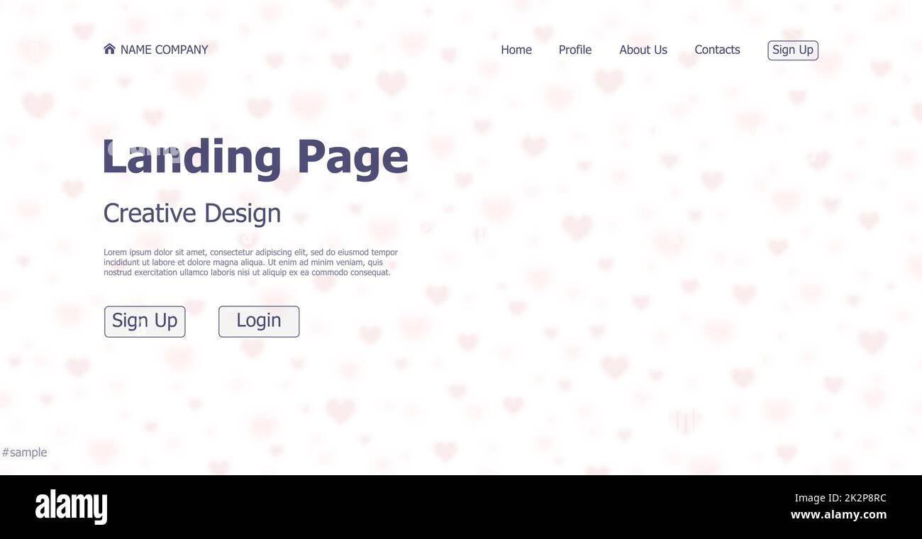 Red heart background design concept for dating website landing page - Vector Stock Photo
