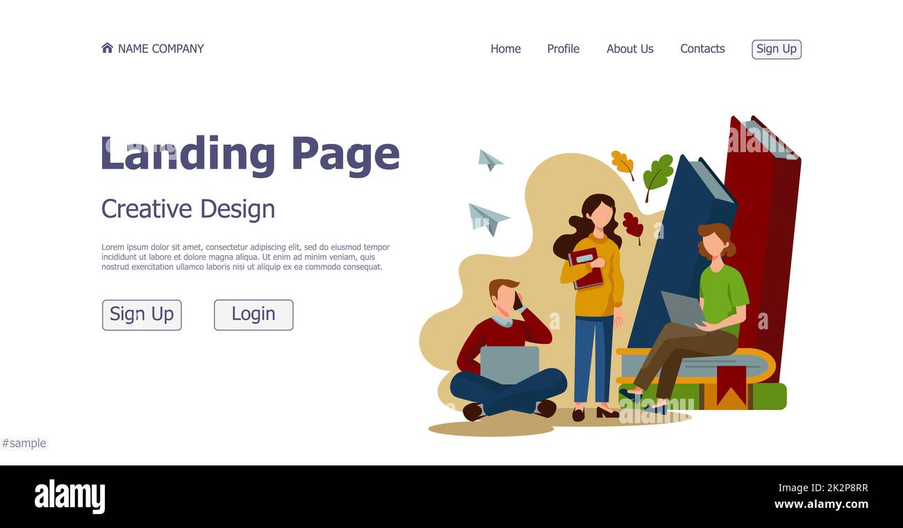 Concept design concept online school landing page website - Vector Stock Photo