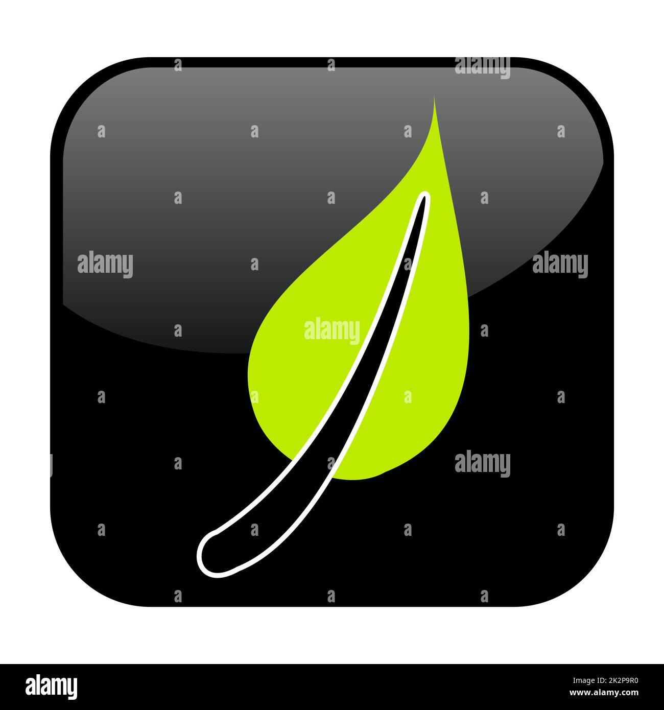 Button with black color and white icon showing Leaf Stock Photo - Alamy